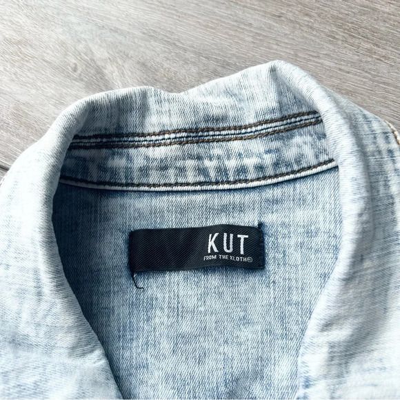Kut From the Kloth Light Wash Distressed Jean Jacket - Picture 7 of 16